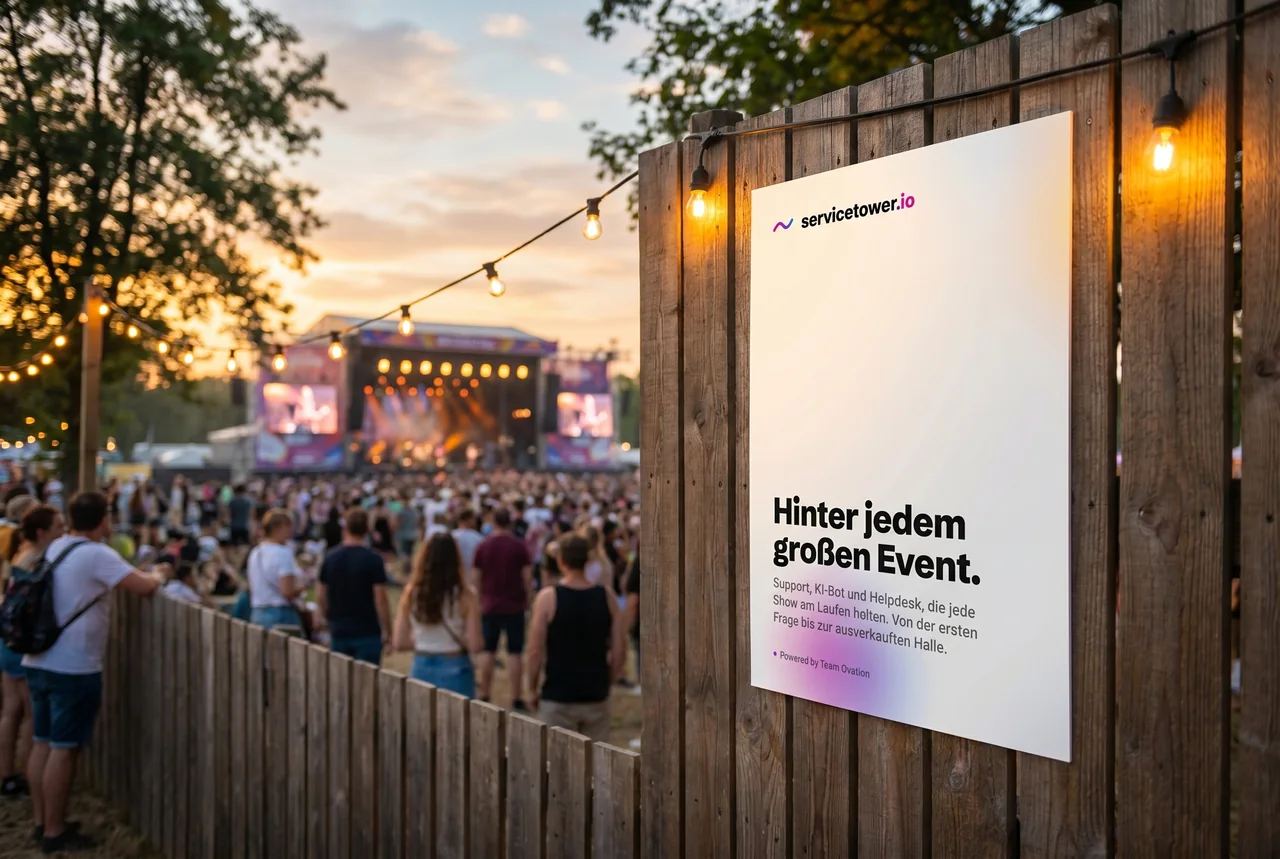 servicetower.io Plakat auf einem Open-Air-Festival